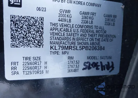 2023 Chevrolet Trailblazer Awd Lt из США, поврежденный, VIN KL79MRSL5PB206384